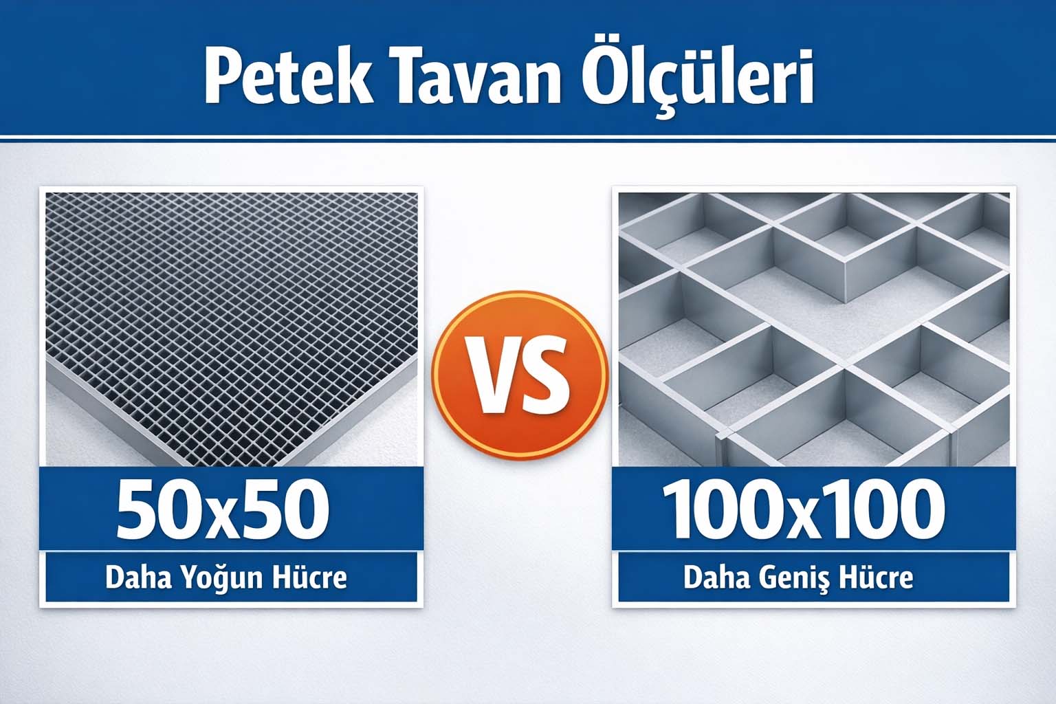 Petek Tavan Ölçüleri (50x50 mi 100x100 mü?)